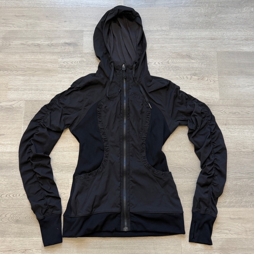 Lululemon Dance Studio Jacket Women’s 6 Full Zip Hoodie Reversible LW4BYJS Black